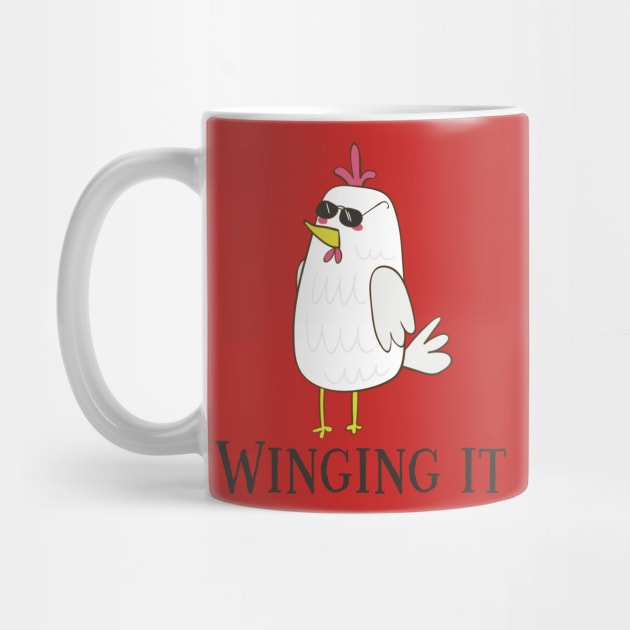 Winging It, Cool Funny Chicken by Dreamy Panda Designs